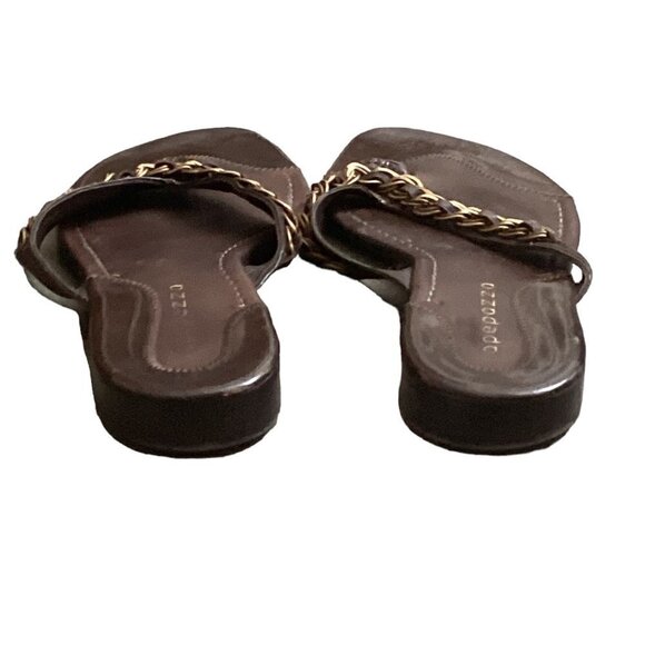 Apepazza Leather Thong/Sandal Bronze Chain Link Accent Sz 9 BOHO Brown #126L - Picture 7 of 10